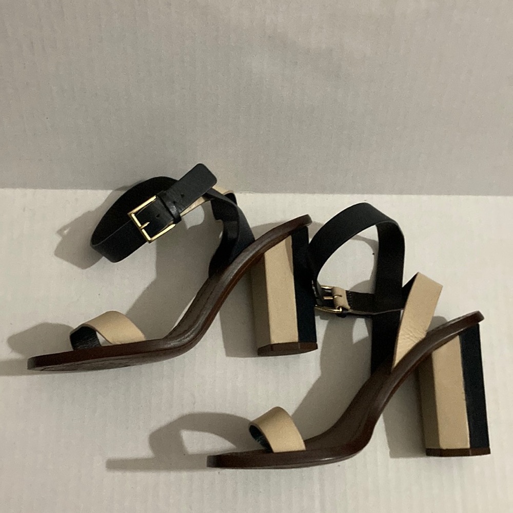 Tory Burch leather straps heel sandals.